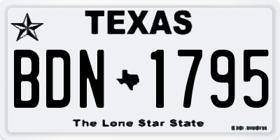 TX license plate BDN1795