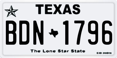TX license plate BDN1796