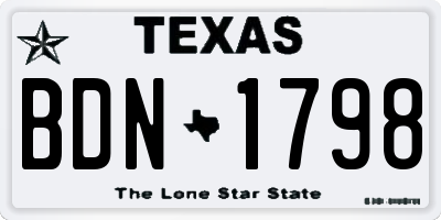 TX license plate BDN1798