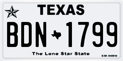 TX license plate BDN1799