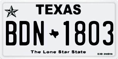 TX license plate BDN1803