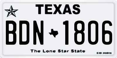 TX license plate BDN1806