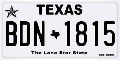 TX license plate BDN1815
