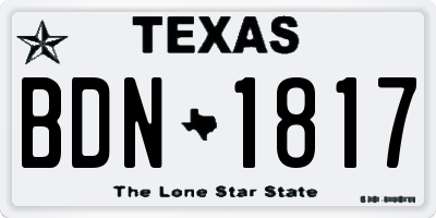 TX license plate BDN1817