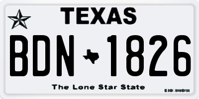 TX license plate BDN1826