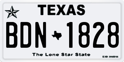 TX license plate BDN1828