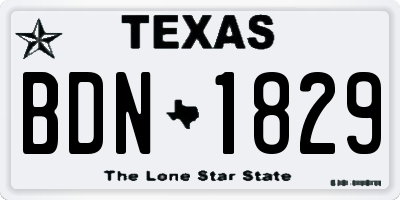 TX license plate BDN1829