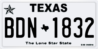 TX license plate BDN1832