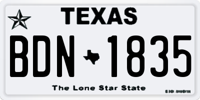 TX license plate BDN1835