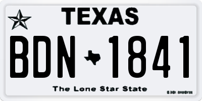 TX license plate BDN1841