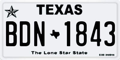 TX license plate BDN1843