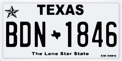 TX license plate BDN1846