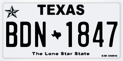 TX license plate BDN1847