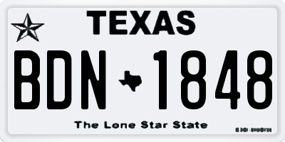 TX license plate BDN1848