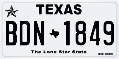 TX license plate BDN1849