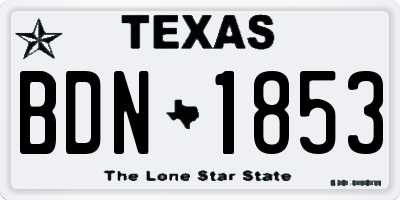 TX license plate BDN1853