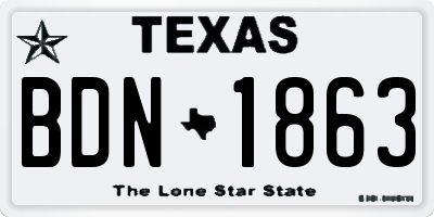 TX license plate BDN1863