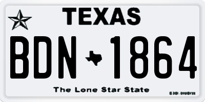 TX license plate BDN1864