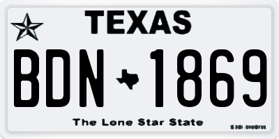 TX license plate BDN1869