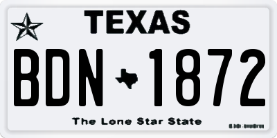 TX license plate BDN1872
