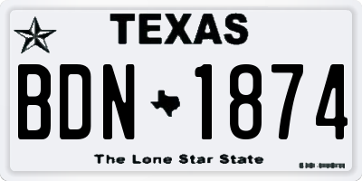 TX license plate BDN1874