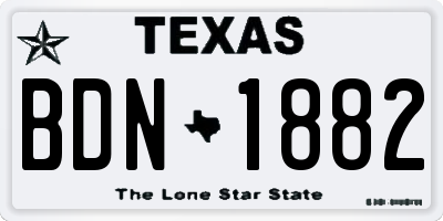 TX license plate BDN1882