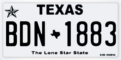 TX license plate BDN1883