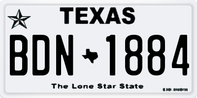 TX license plate BDN1884