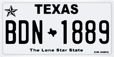 TX license plate BDN1889