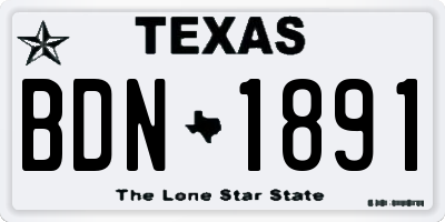 TX license plate BDN1891
