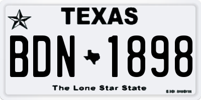 TX license plate BDN1898