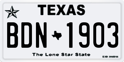 TX license plate BDN1903