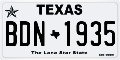 TX license plate BDN1935