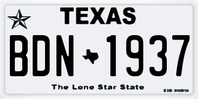 TX license plate BDN1937