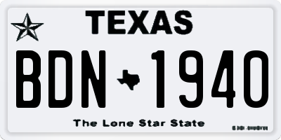 TX license plate BDN1940