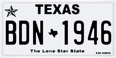 TX license plate BDN1946