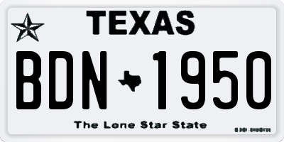 TX license plate BDN1950