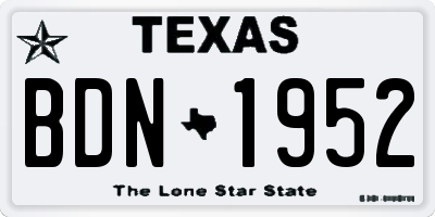 TX license plate BDN1952