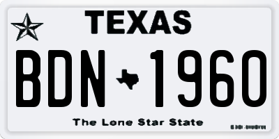 TX license plate BDN1960