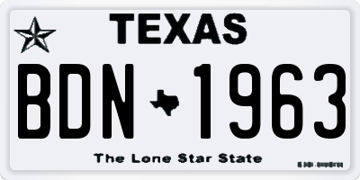 TX license plate BDN1963