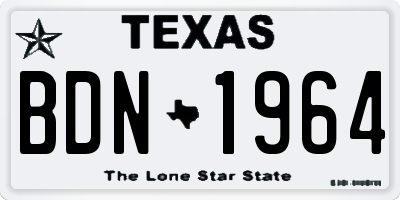 TX license plate BDN1964
