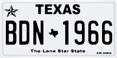 TX license plate BDN1966