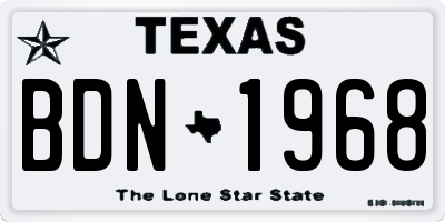 TX license plate BDN1968