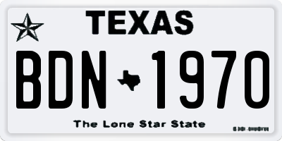 TX license plate BDN1970