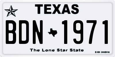 TX license plate BDN1971
