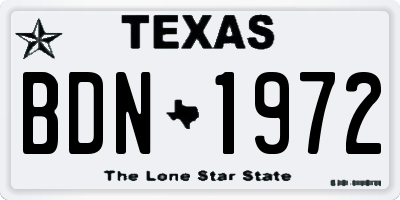 TX license plate BDN1972