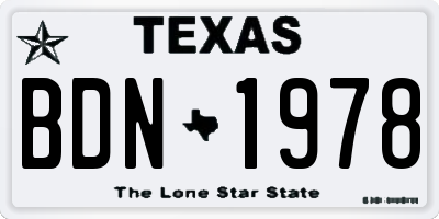 TX license plate BDN1978