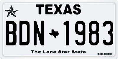 TX license plate BDN1983