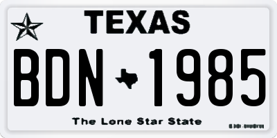 TX license plate BDN1985
