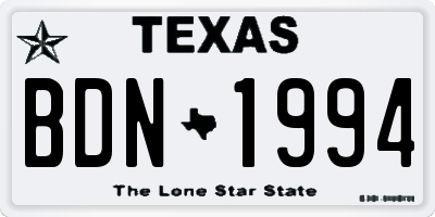 TX license plate BDN1994